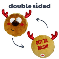 Reindeer Cookie Christmas Holiday Plush Squeaky Dog Toy (Double Sided) - 2 Sizes