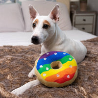 Huxley & Kent dog toys Rainbow Pride Plush Squeaky Donut Dog Toy - 2 Sizes