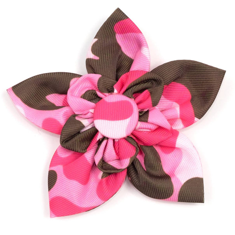 Pink Camo Flower Pet Collar Attachment - Size Small