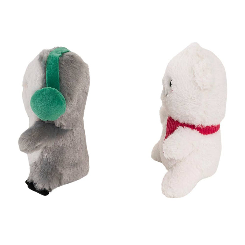 Christmas Holiday Cheeky Chumz Jr Snow Owl & Polar Bear Plush Dog Toy Set - 2 Pk