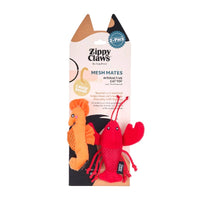 ZippyClaws Cat Toys Seahorse and Lobster Mesh Mates Plush Cat Toy Set - 2 Pack