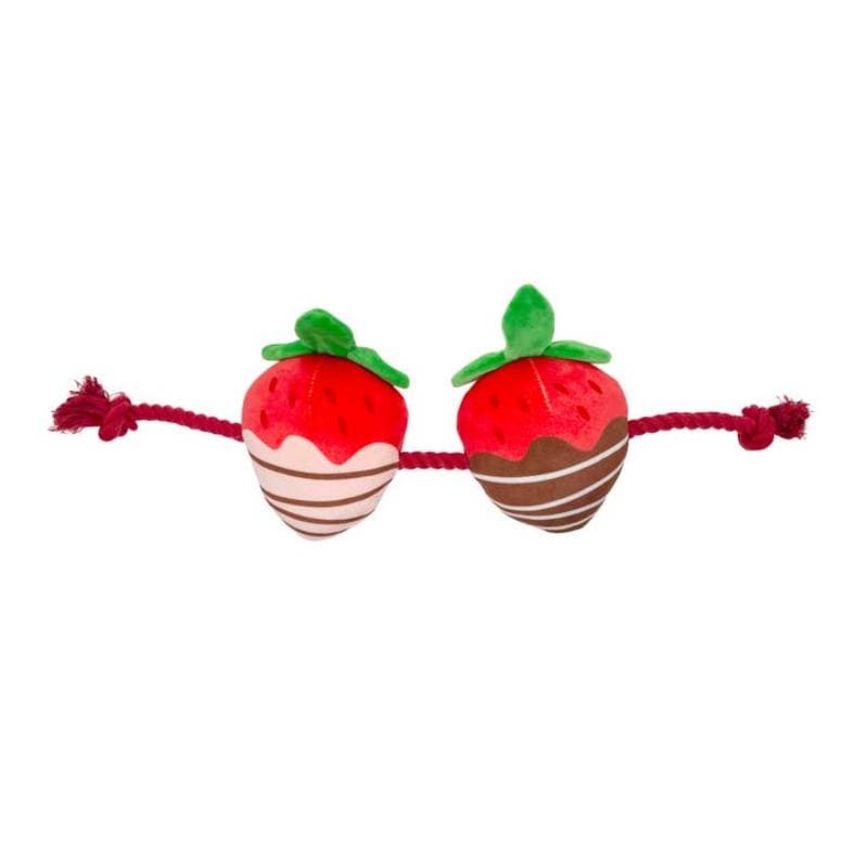 Pearhead, Inc. dog toys You're Berry Cute Strawberry Rope Plush Squeak Valentine's Dog Toy
