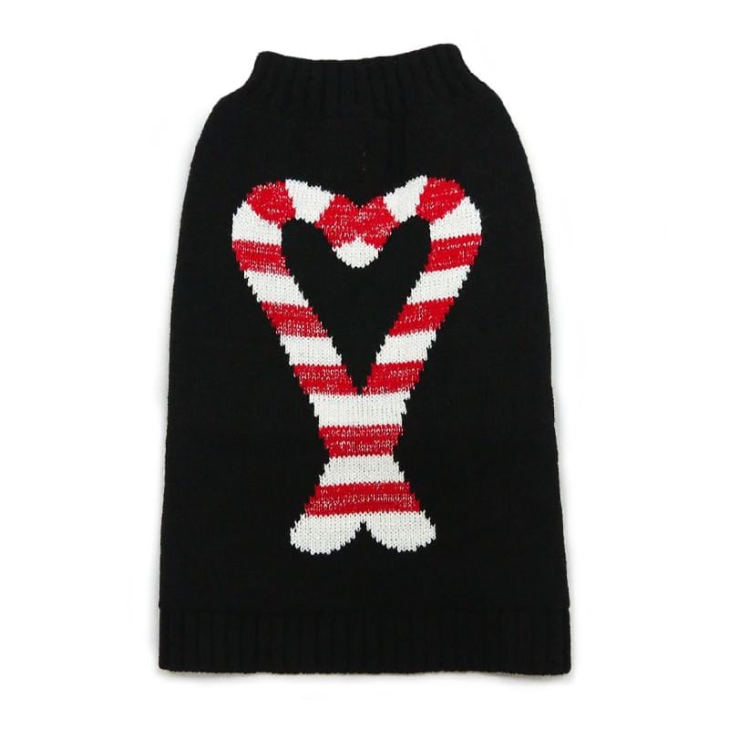 Dogo Pet Sweaters Holiday Candy Cane Black Dog Sweater