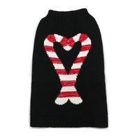 Dogo Pet Sweaters Holiday Candy Cane Black Dog Sweater