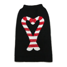 Dogo Pet Sweaters Holiday Candy Cane Black Dog Sweater