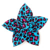 Teal Leopard Flower Pet Collar Attachment - Size Small