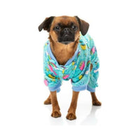 FuzzYard Dog Apparel Wakey Wakey Soft Plush Blue Dog Pajamas