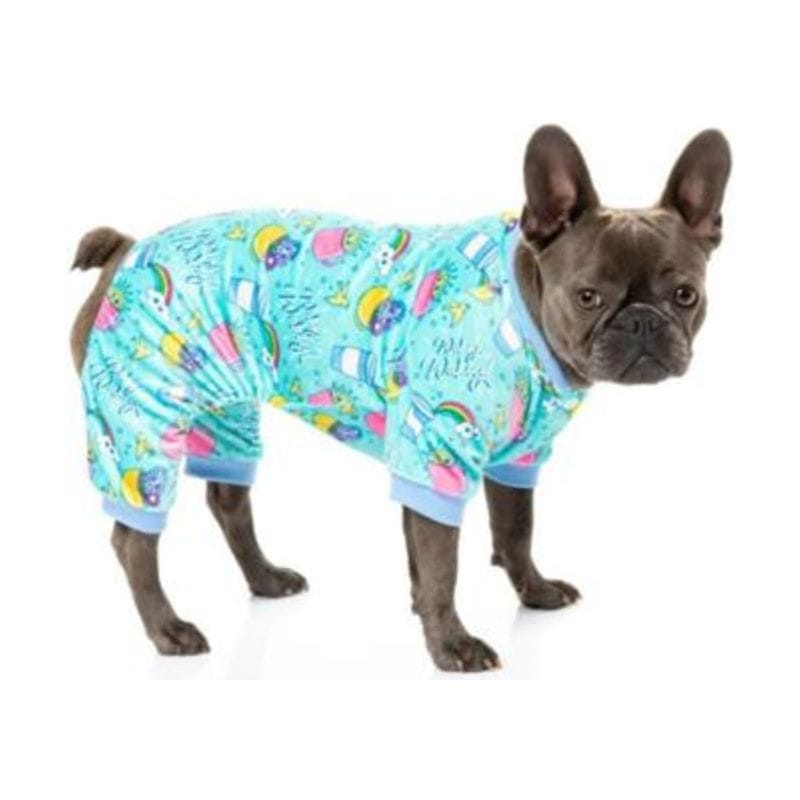 FuzzYard Dog Apparel Wakey Wakey Soft Plush Blue Dog Pajamas