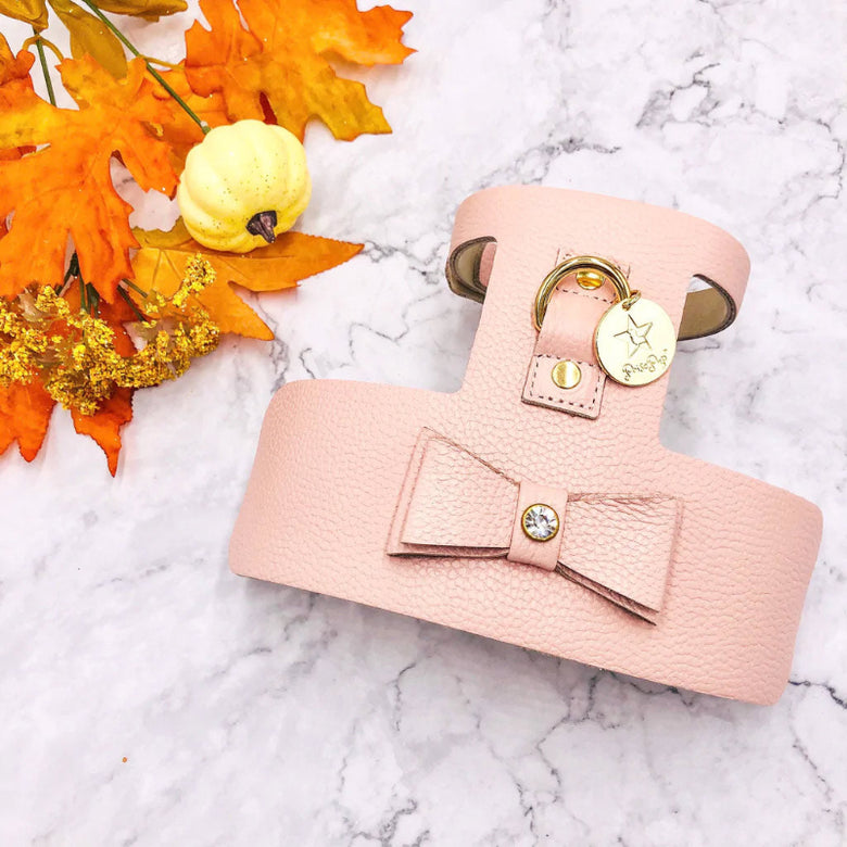Bella Rose Pink Leather Dog Harness