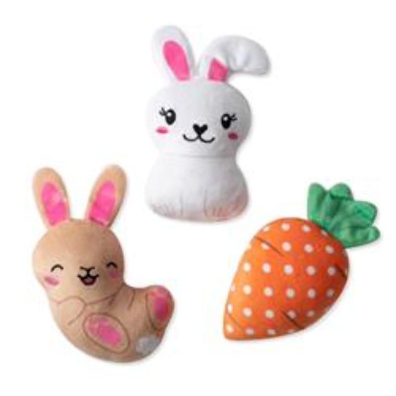 PetShop by Fringe Studio Dog Toys Easter Can't Stop The Hop Spring Small Plush Squeak Dog Toys Set - 3 Pk