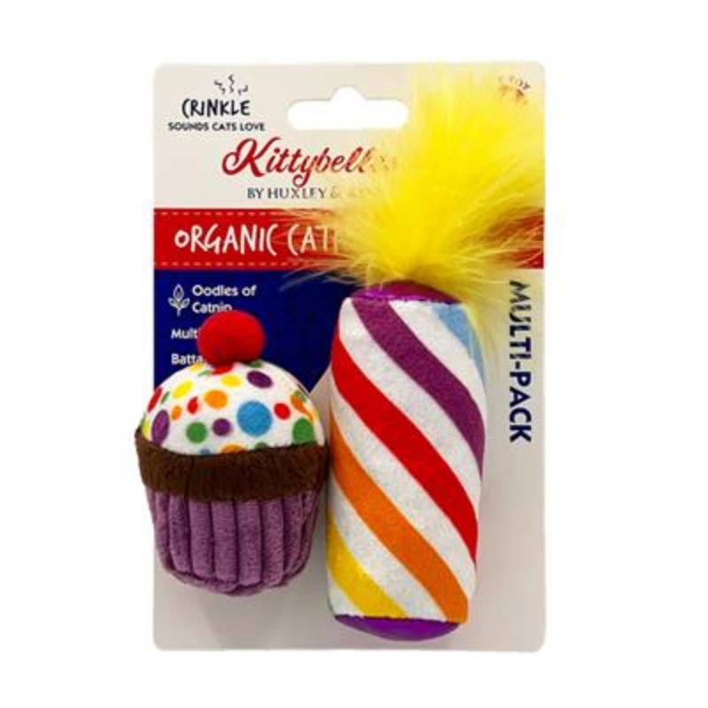 Huxley & Kent Cat Toys Meow Cupcake & Candle Plush Cat Toy - 2 Pc