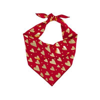 Hunter K9 Bandanas XS Valentine Gold Hearts Red Dog Bandana