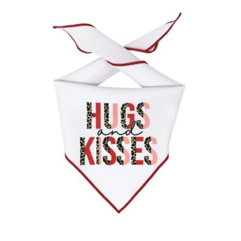 Hunter K9 Bandanas XS Valentine Hugs & Kisses White with Red Trim Dog Bandana
