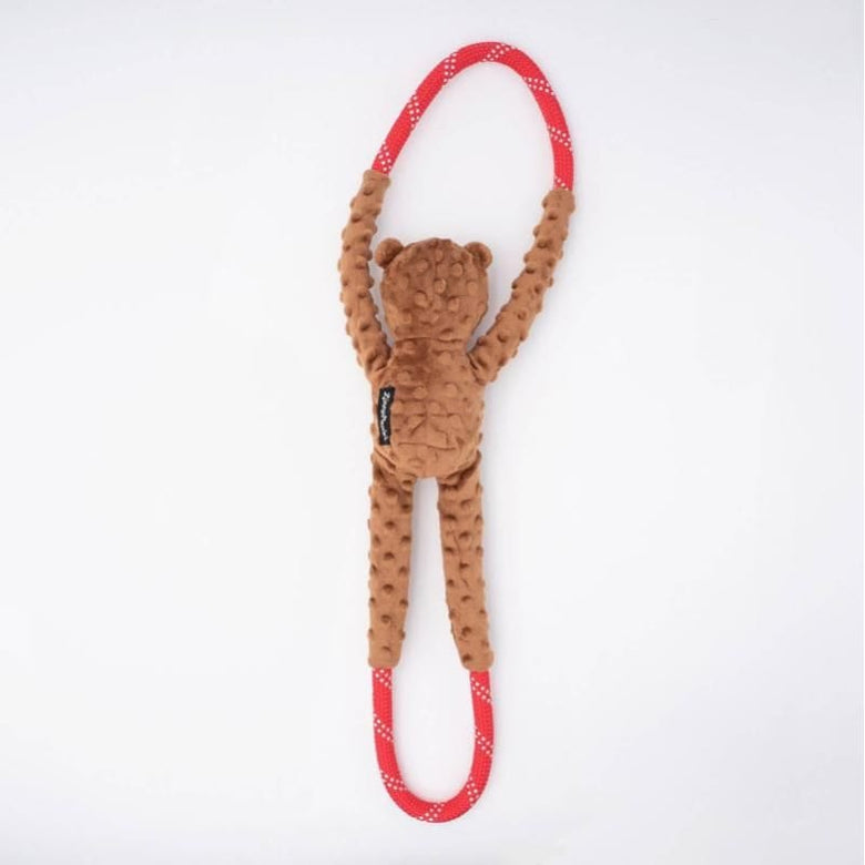 ZippyPaws dog toys Valentine's RopeTugz Bear Plush Squeak Dog Toy