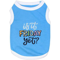 Parisian Pet® dog apparel Is it Friday Yet? Blue Embroidered Dog T-Shirt