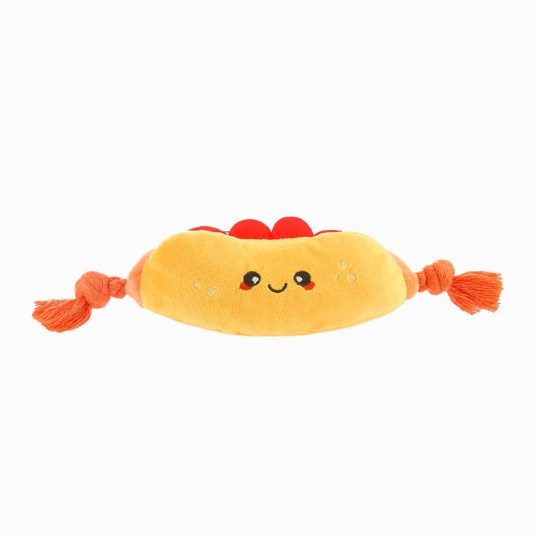 Hugsmart Products Inc Food Party Hot Dog Plush Rope Dog Toy