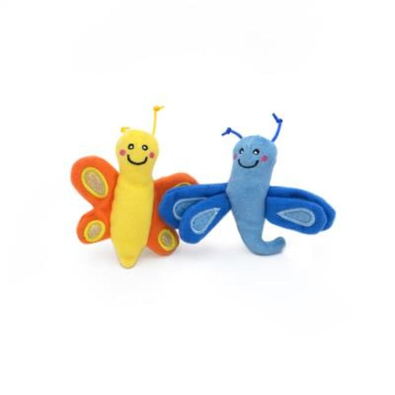 ZippyClaws Cat Toys Butterfly and Dragonfly Plush Cat Toy Set - 2 Pc