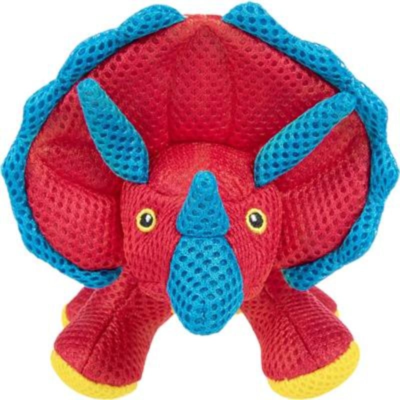 GoDog dog toys SM Dino Frills Red 2x Chew Guard Plush Squeak Dog Toy