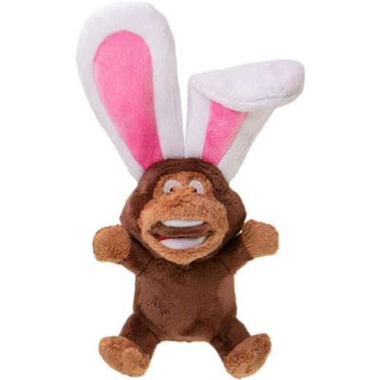 GoDog dog toys Silent Squeak Flips Monkey with Bunny Ears Plush Dog Toy