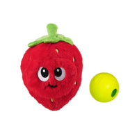 Outward Hound dog toys Fruity Findz Red Strawberry Interactive Ball Plush Dog Toy