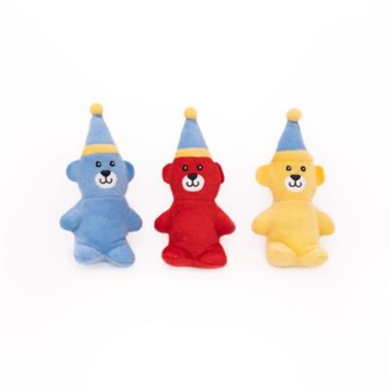 Zippypaws dog toys Miniz Birthday Bears Dog Toys - 3pack