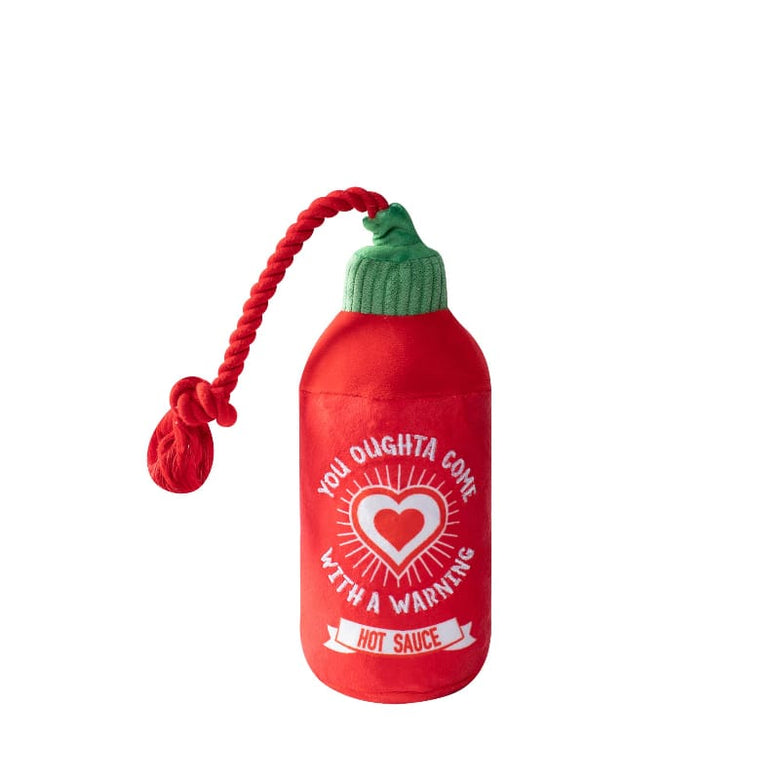 Pet Shop by Fringe Studio dog toys Hearts on Fire Plush Red Rope Dog Toy