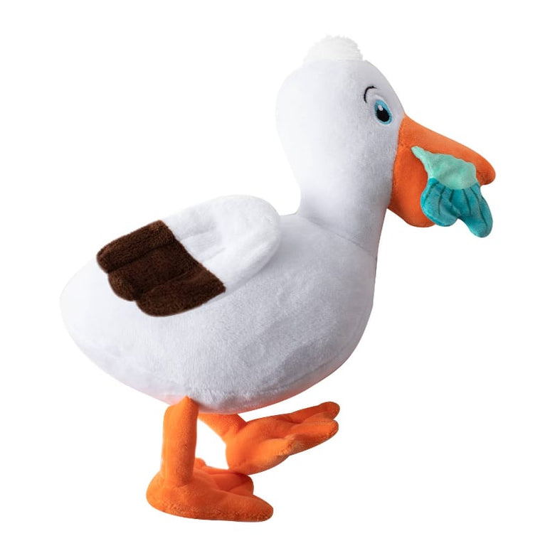 PetShop by Fringe Studio dog toys Lunch Break Seagull with Fish Crinkle Squeak Plush Dog Toy