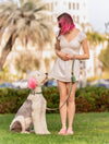 Neighborwoof Leash Beverly Hills Soft Pink & Green Handcrafted Leather Gold Hardware Dog Leash: 3/4"