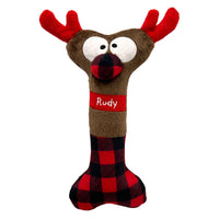 Christmas Reindeer Plush Squeaky Holiday Bone Dog Toy