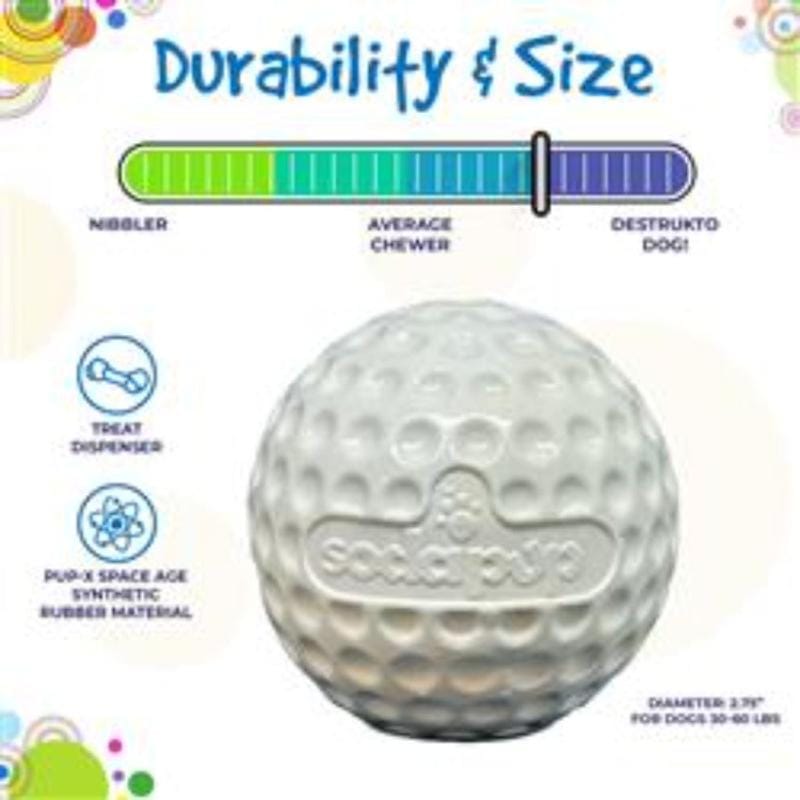 SodaPup dog toys Golf Ball Rubber Treat Dispenser & Enrichment Dog Toy