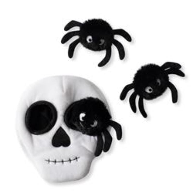 PetShop by Fringe Studio dog toys Skull with Spiders Hide & Seek Interactive Plush Dog Toy - 4 Pc