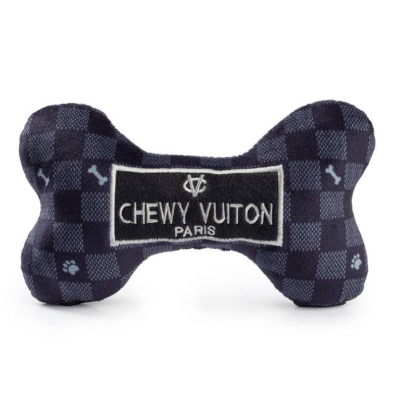 Haute Diggity Dog dog toys SM Black Checker Chewy Bone Plush Squeak Dog Toy - 3 Sizes