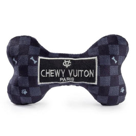 Haute Diggity Dog dog toys SM Black Checker Chewy Bone Plush Squeak Dog Toy - 3 Sizes