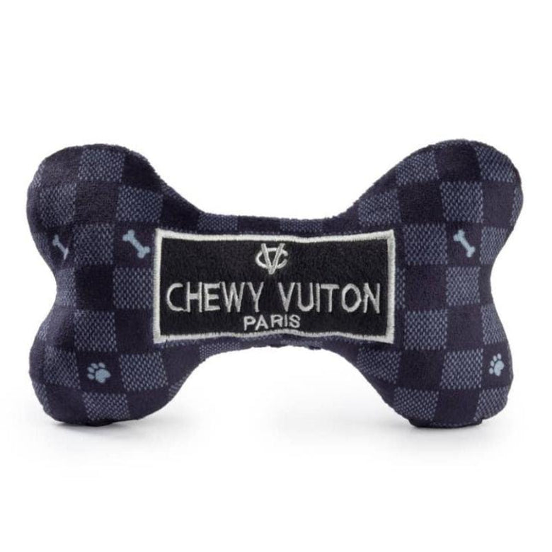 Haute Diggity Dog dog toys SM Black Checker Chewy Bone Plush Squeak Dog Toy - 3 Sizes