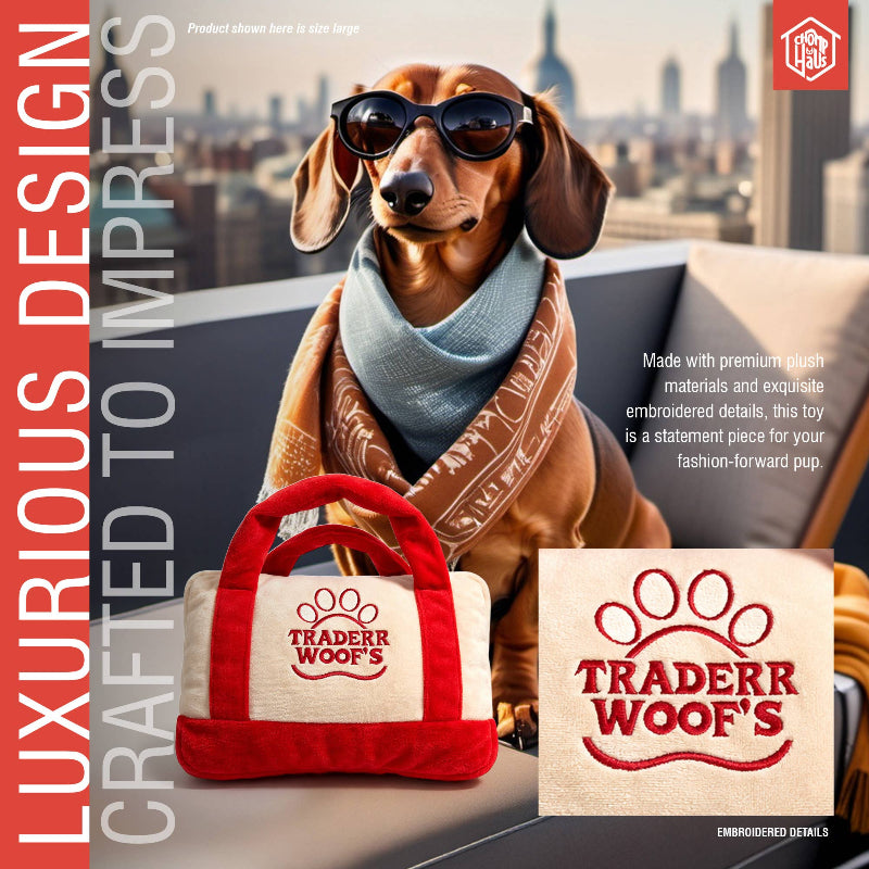 Chomp Haus Chomp Haus - Red Traderr Woof’s – Plush Squeaky Designer Dog Toy: Small