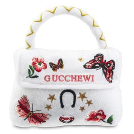 Dog Diggin Designs dog toys Gucchewi White Butterfly Plush Squeak Purse Dog Toy
