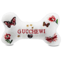 Dog Diggin Designs dog toys Gucchewi White Butterfly Bone Plush Squeak Dog Toy