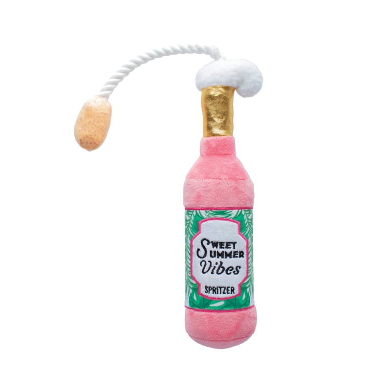Petshop by Fringe Studio Dog Toys Sweet Summer Vibes Spritzer Bottle Rope Plush Squeak Pink Dog Toy