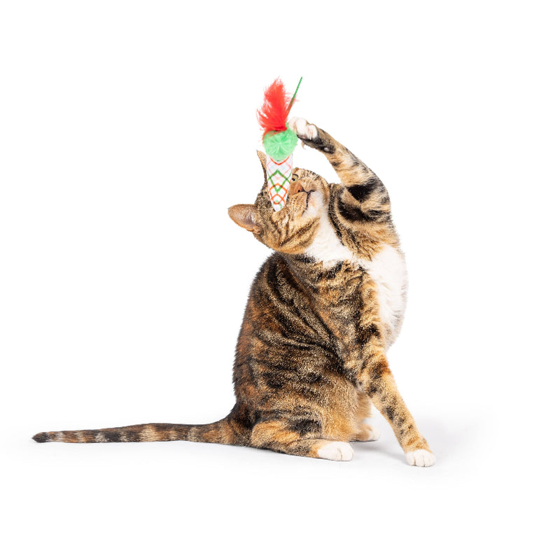 Christmas Stocking Flinger Holiday Plush Cat Toy