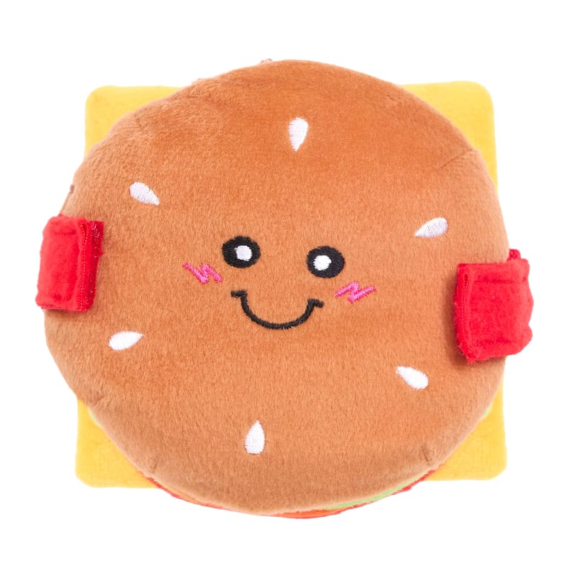 ZippyPaws dog toys Snufflerz Stacks Cheeseburger Interactive Plush Dog Toy