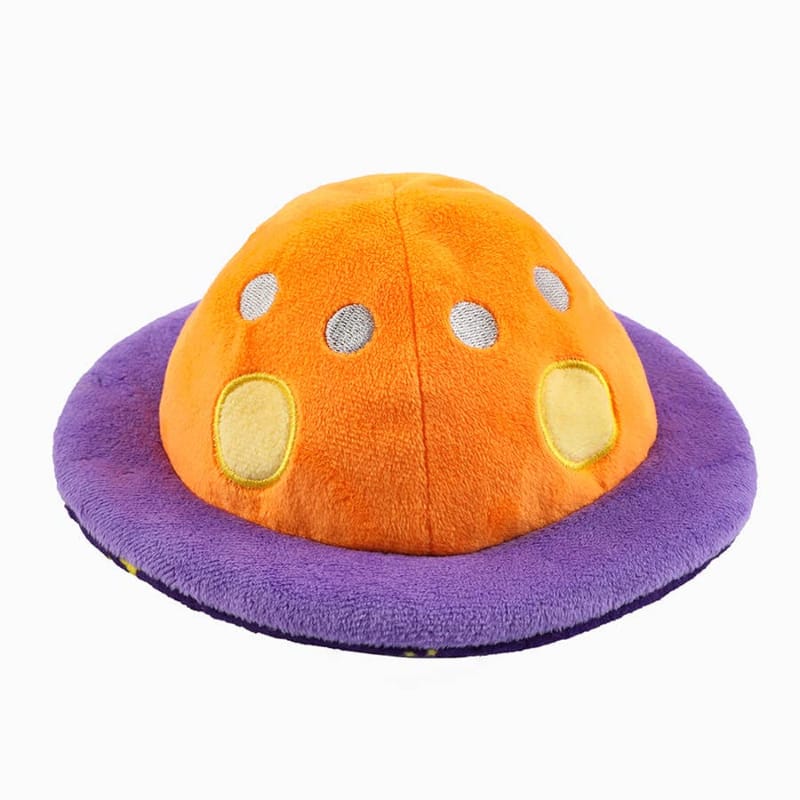 Hugsmart Products Inc dog toys Space Paws Purple Orange Flip the UFO Plush Dog Toy