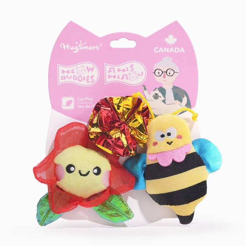 Hugsmart Products Inc Cat Toys Meow Buddies Spring Flower & Bee Cat Toy Set - 3 pc