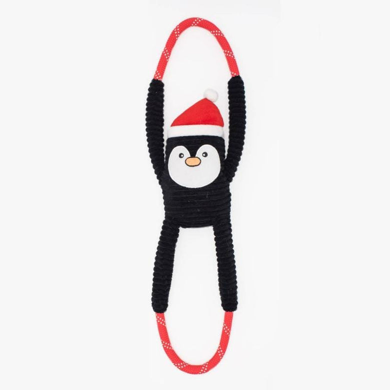 ZippyPaws dog toys Holiday RopeTugz Penguin Dog Toy