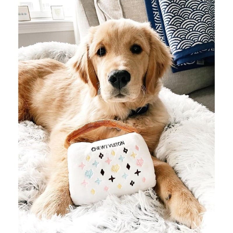 Haute Diggity Dog dog toys White Chewy Handbag Plush Squeak Dog Toy - 3 Sizes
