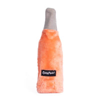 ZippyPaws dog toys Happy Hour Crusherz Pink Rosé Bottle Squeaky Plush Dog Toy
