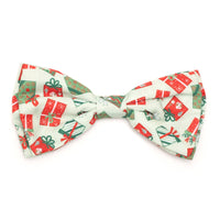 Christmas Presents Light Green Bow Tie Pet Collar Attachment - 2 Sizes
