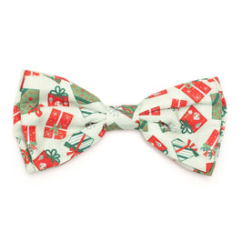 Christmas Presents Light Green Bow Tie Pet Collar Attachment - 2 Sizes