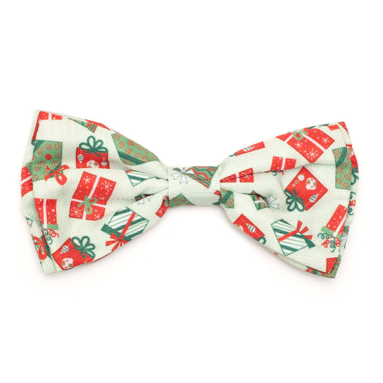 Christmas Presents Light Green Bow Tie Pet Collar Attachment - 2 Sizes