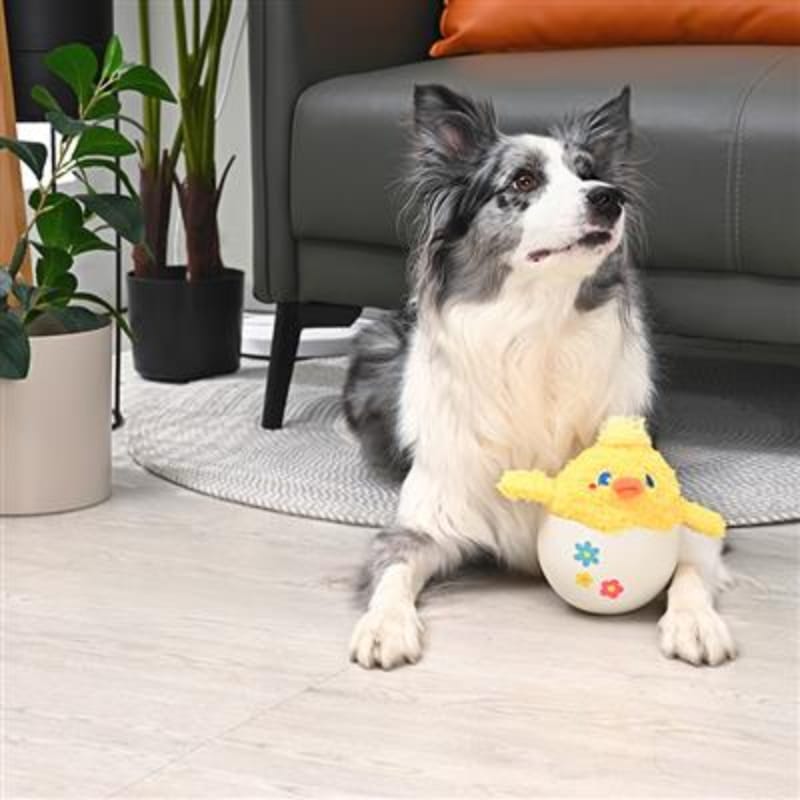 Hugsmart Products Inc Dog Toys Hoppin' Easter Baby Chick in Egg Spring Flowers Plush Squeak Dog Toy