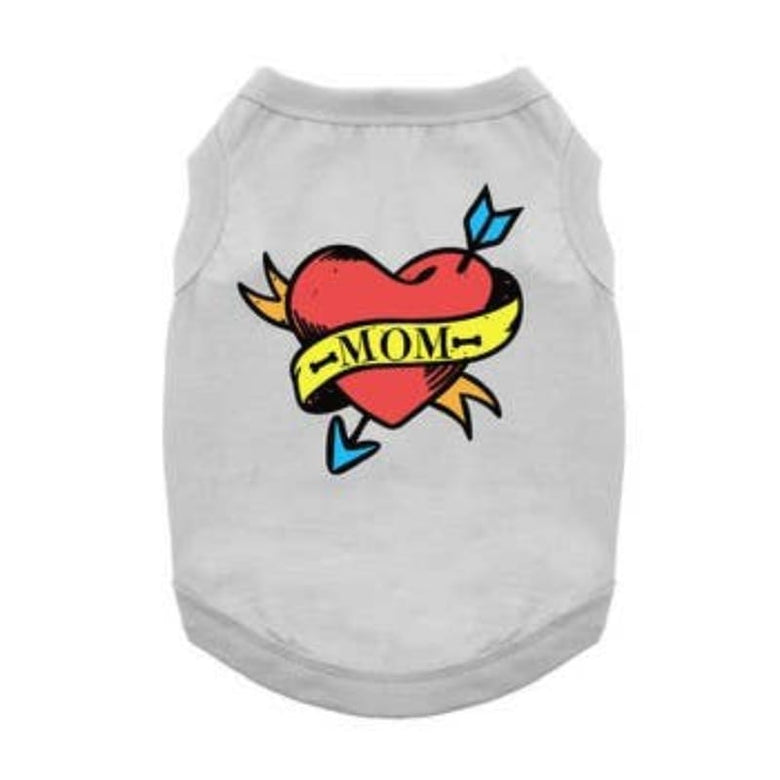 Doggie Design Tee's XS Mom Heart Tattoo Cotton Glacier Gray Dog Tee Shirt